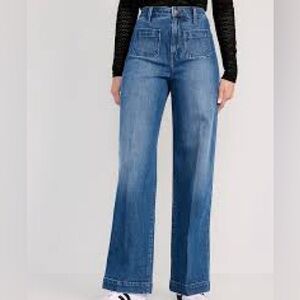 Old Navy Jeans Womens 6 Blue Extra High Rise Wide Leg Boho Festival Stretch